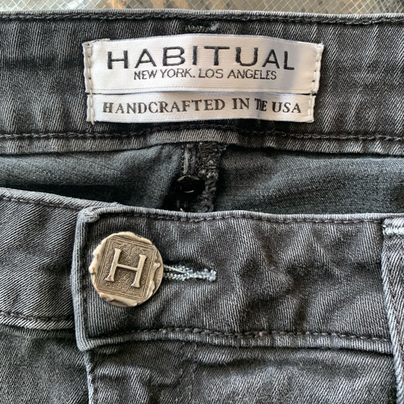 Faded Black Stretch Knit Panel Slim Leg Jeans { Habitual } - Picture 11 of 13